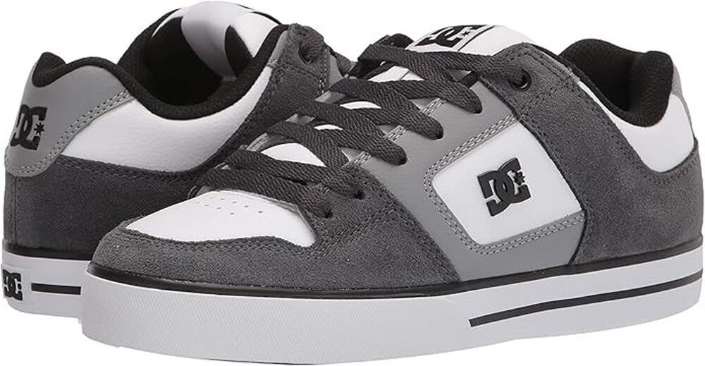 DC Men's Pure Casual Low Top Skate Shoe, Grey/Grey/White, 11.5 M